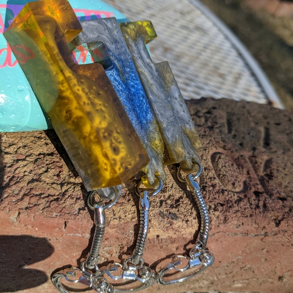 Phone Stand Key Chains Set of Three Resin Art Cute Gifts Keychain Handmade Tech - Picture 3 of 10